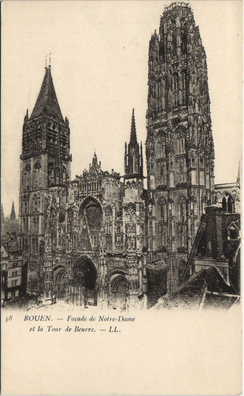 Carte postale ancienne Rouen - Facade de notre dame à Rouen