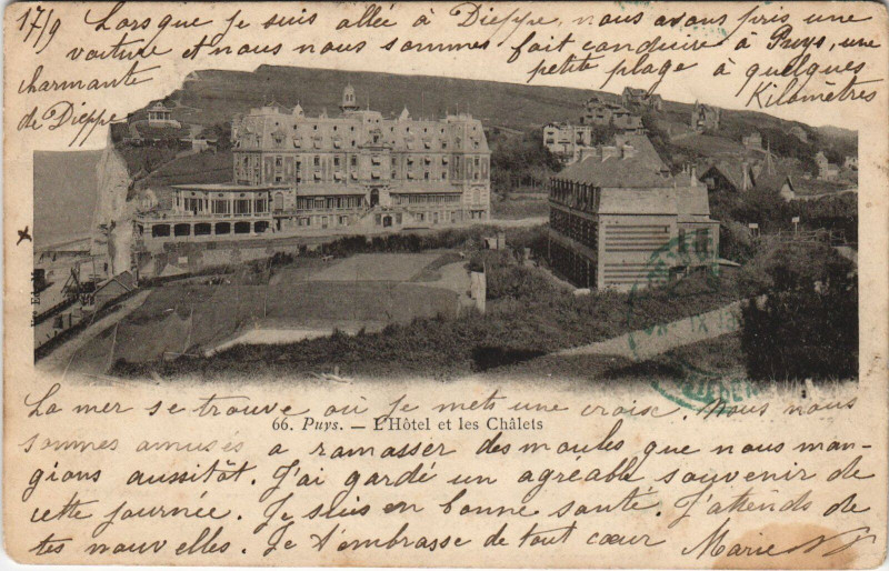 Carte postale ancienne Puys - L'hotel et les chalets