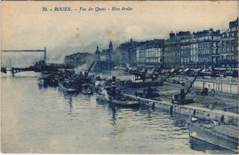 Carte postale ancienne Rouen - Vue des quais à Rouen