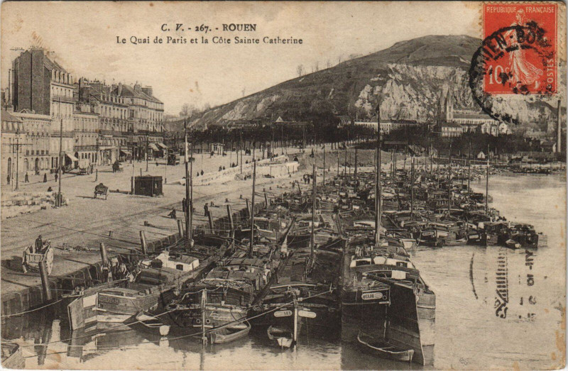 Carte postale ancienne Rouen - Le Quai de Paris à Rouen