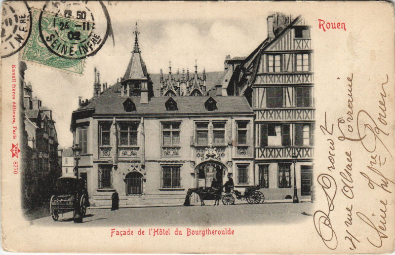Carte postale ancienne Rouen - facade de l'hotel à Rouen