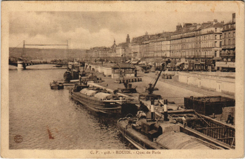 Carte postale ancienne Rouen - Quai de Paris à Rouen