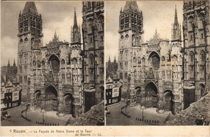 Carte postale ancienne Rouen - La facade de notre à Rouen