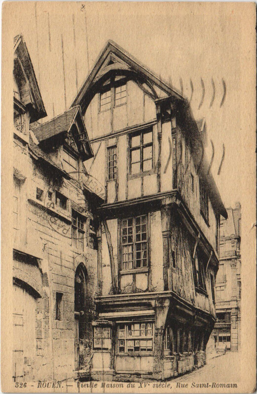 Carte postale ancienne Rouen - Vielle maison du xv à Rouen
