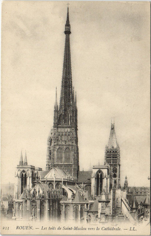 Carte postale ancienne Rouen - Les toits de Saint- à Rouen