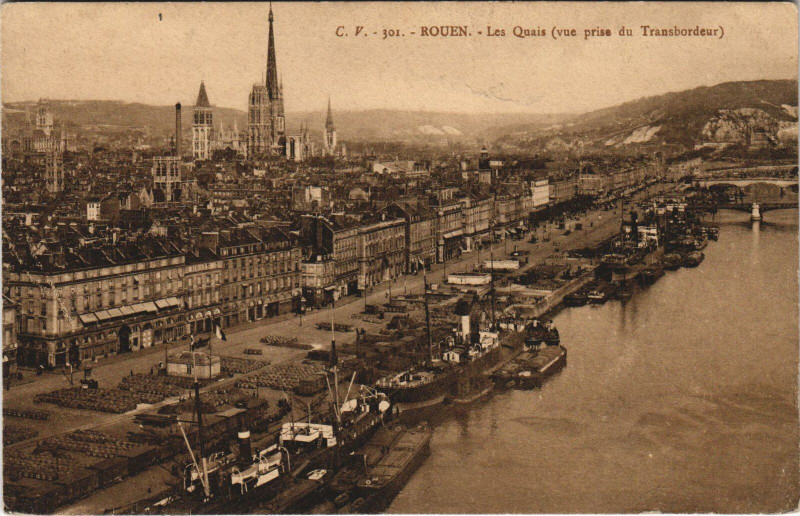 Carte postale ancienne Rouen - Les quais à Rouen