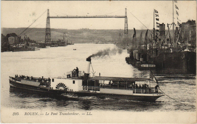 Carte postale ancienne Rouen - Le pont transbordeur à Rouen