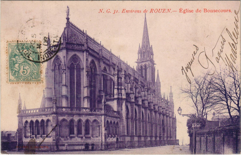 Carte postale ancienne Env. de Rouen - Eglise de Bon-Secours à Rouen