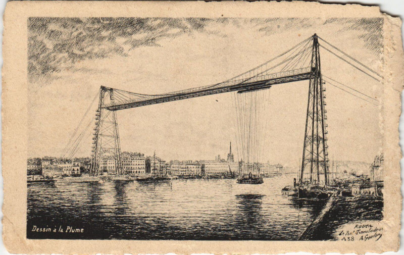 Carte postale ancienne Rouen - Le port transbordeur à Rouen