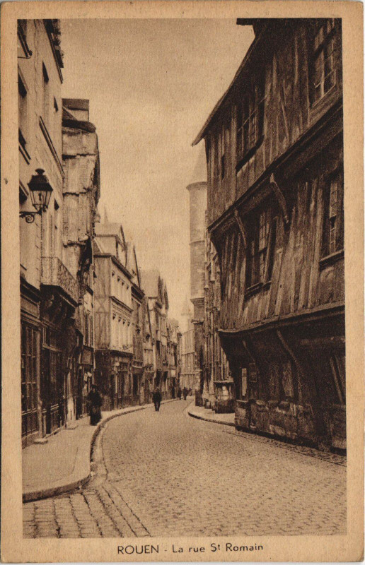 Carte postale ancienne Rouen - La rue Saint-Romain à Rouen