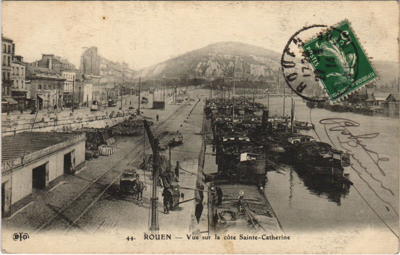 Carte postale ancienne Rouen - Vue sur la cote à Rouen