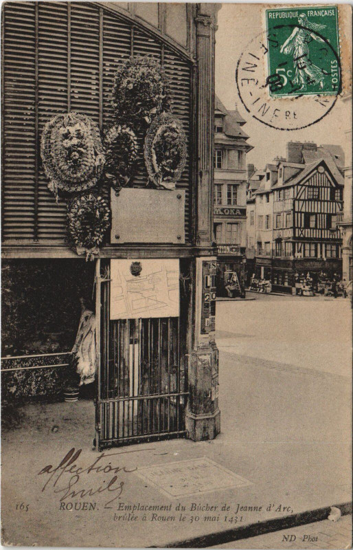 Carte postale ancienne Rouen - Emplacement du bucher à Rouen
