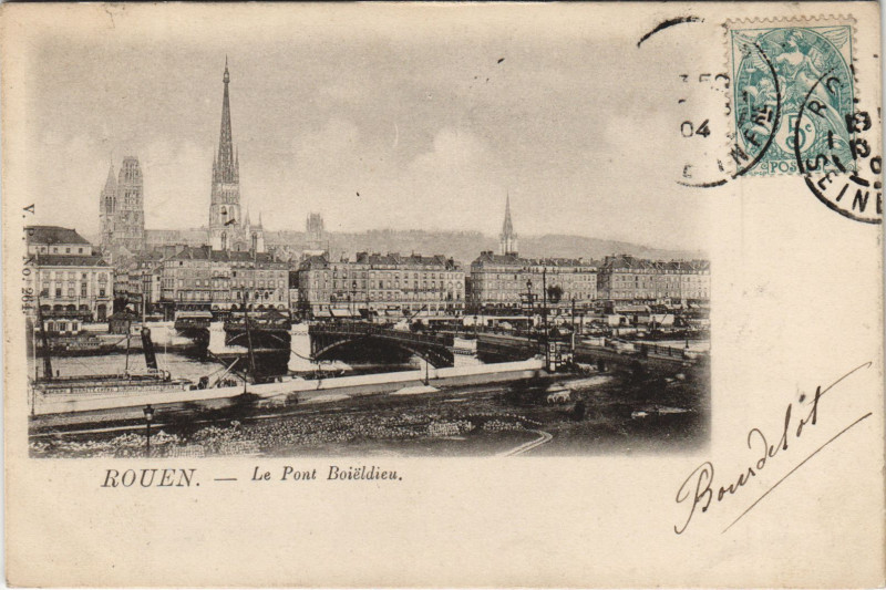 Carte postale ancienne Rouen - Le pont boieldieu à Rouen