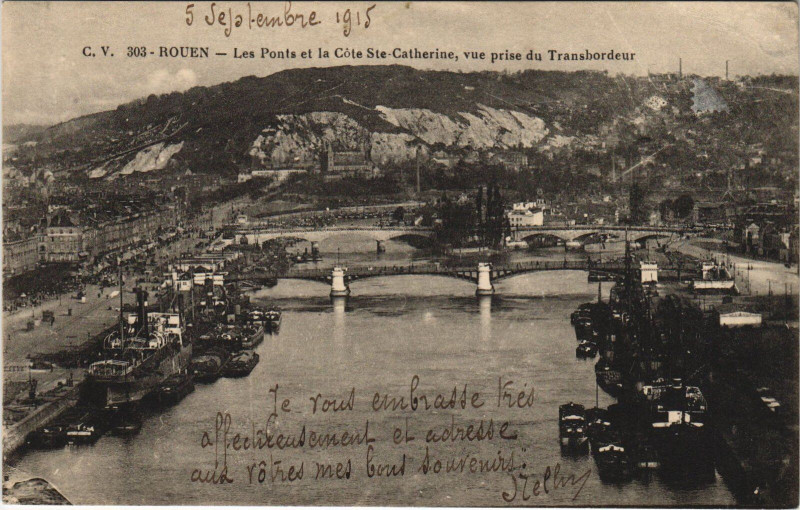 Carte postale ancienne Rouen - Les ponts et la à Rouen