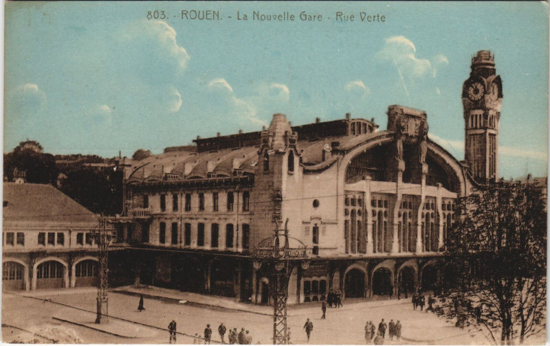 Carte postale ancienne Rouen - La nouvelle gare à Rouen