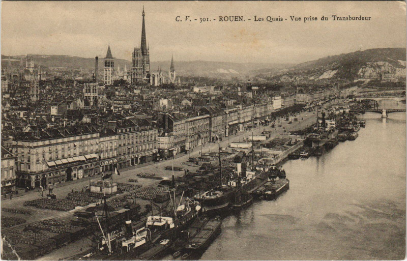 Carte postale ancienne Rouen - Les quais à Rouen