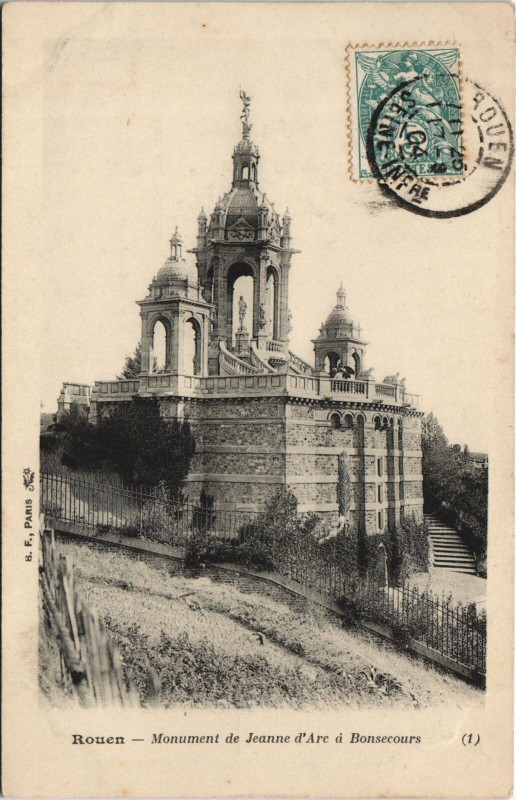 Carte postale ancienne Rouen - Monument de jeanne à Rouen