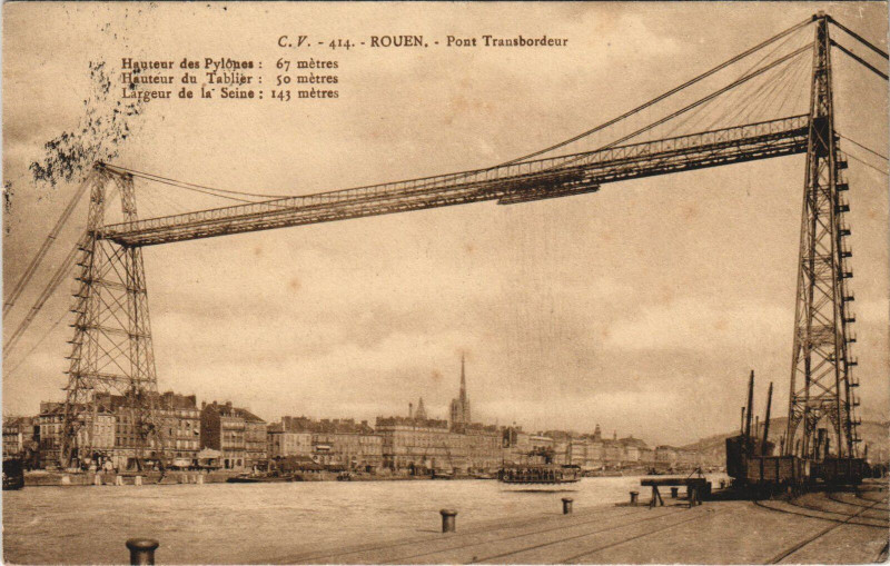 Carte postale ancienne Rouen - Pont transbordeur à Rouen