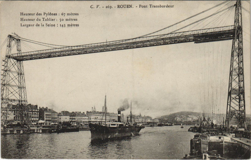 Carte postale ancienne Rouen - Pont transbordeur à Rouen