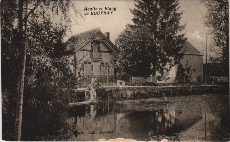 Carte postale ancienne Moulin et Etang de Rouvray à Rouvray