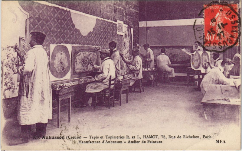 Carte postale ancienne Aubusson Tapisserie Maison Hamot Atelier de Peinture France à Aubusson