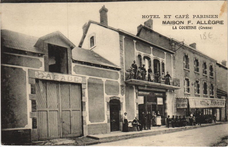 Carte postale ancienne La Courtine Hote et Café parisien Maison F. Allegre France à La Courtine