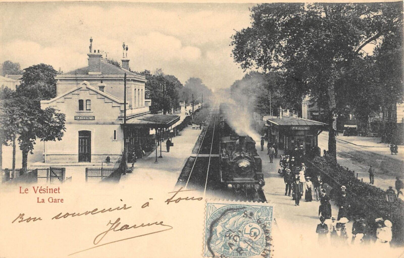 Carte postale ancienne Le Vesinet La Gare (Train