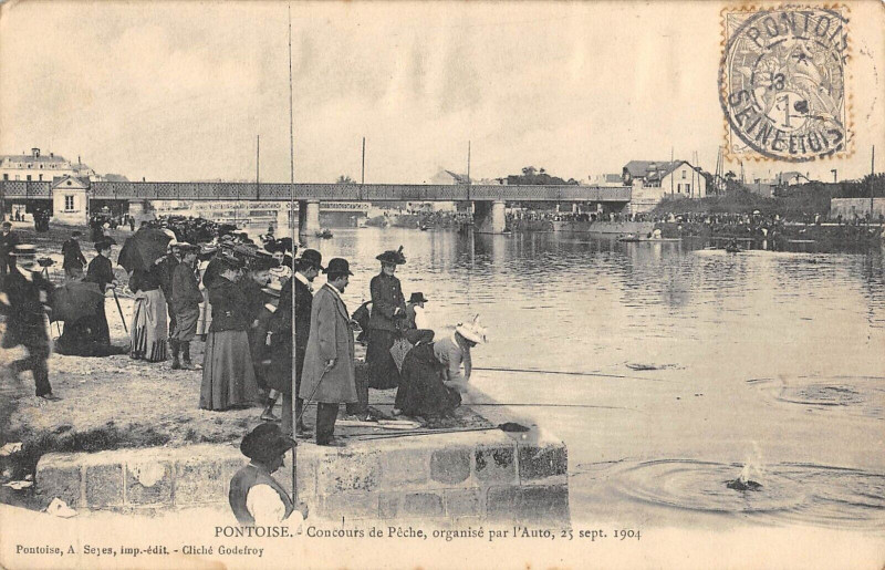 Carte postale ancienne Pontoise Concours De Peche Organise Par L'Auto 1904 à Pontoise