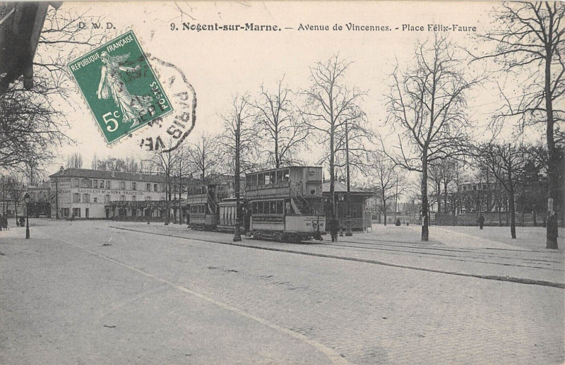 Carte postale ancienne Nogent Sur Marne Avenue De Vincennes Place Felix Faure à Nogent-sur-Marne