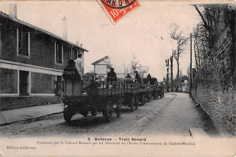 Carte postale ancienne Bellevue Train Renard (cpa émail