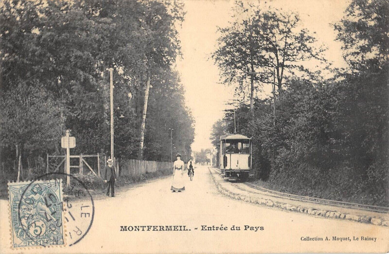 Carte postale ancienne Montfermeil Entree Du Pays Tramway à Montfermeil