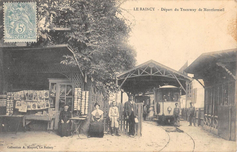 Carte postale ancienne Le Raincy Depart Du Tramway De Montfermeil à Montfermeil