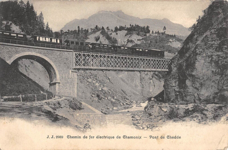 Carte postale ancienne Chemin De Fer Electrique De Chamonix Pont De Chedde