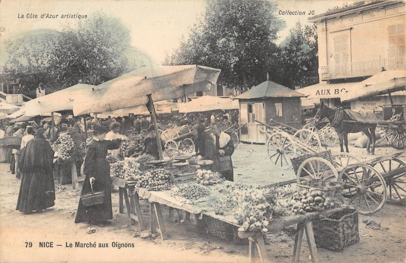 Carte postale ancienne Nice Le Marche Aux Oignons à Nice