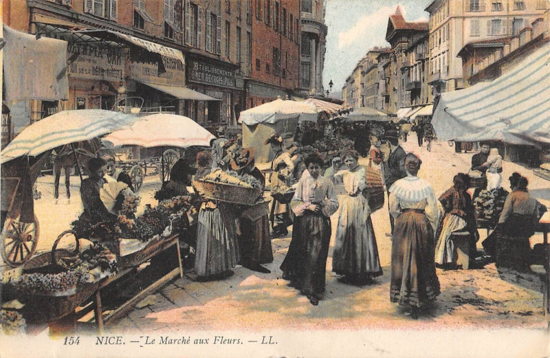 Carte postale ancienne Cannes Marche Aux Fleurs à Cannes