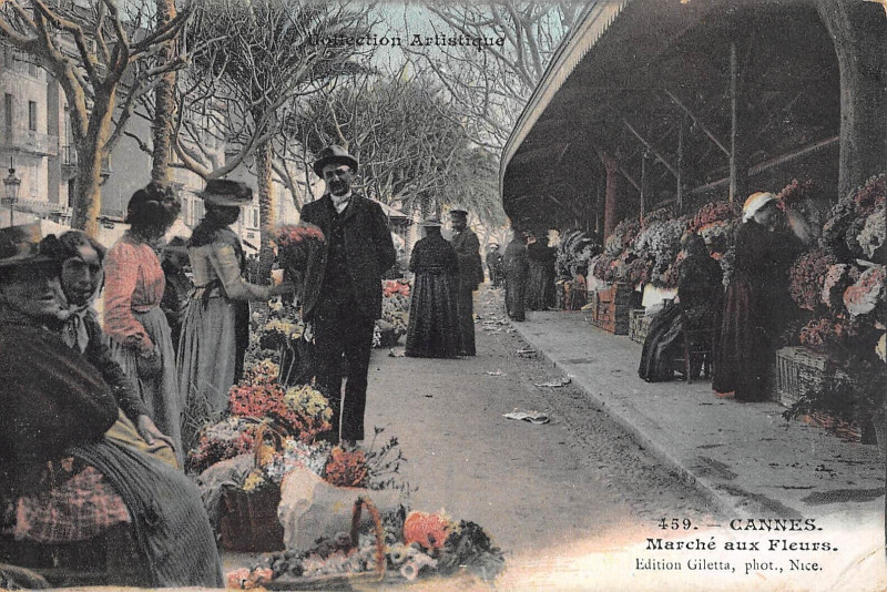 Carte postale ancienne Cannes Marche Aux Fleurs à Cannes