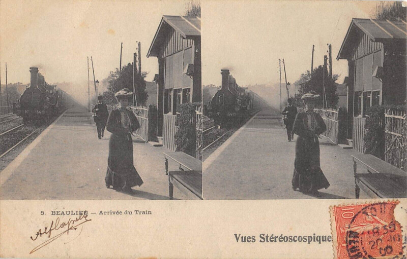 Carte postale ancienne Beaulieu Arrivee Du Train