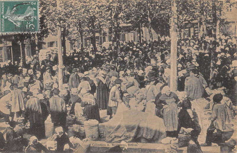 Carte postale ancienne Redon Le Marche Aux Marrons à Redon