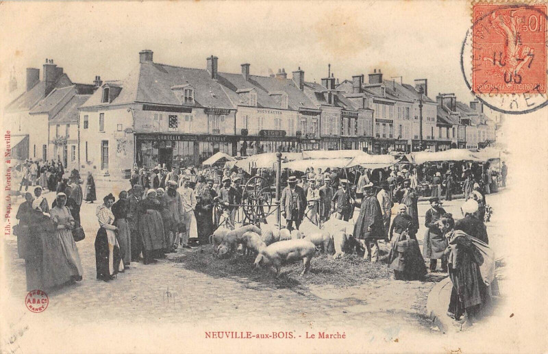 Carte postale ancienne Neuville Aux Bois Le Marche à Neuville-aux-Bois