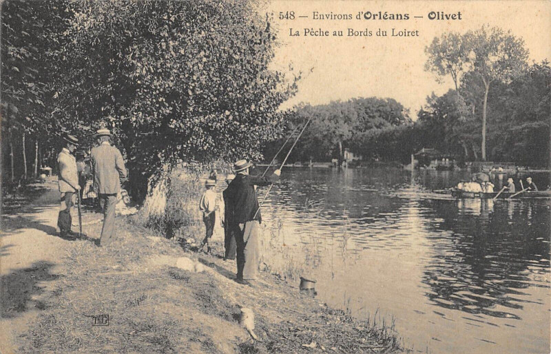 Carte postale ancienne Environs D'Orleans La Peche Au Bord Du Loiret