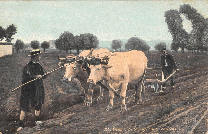 Carte postale ancienne Vichy Labourage Aux Environs - Agriculture à Vichy