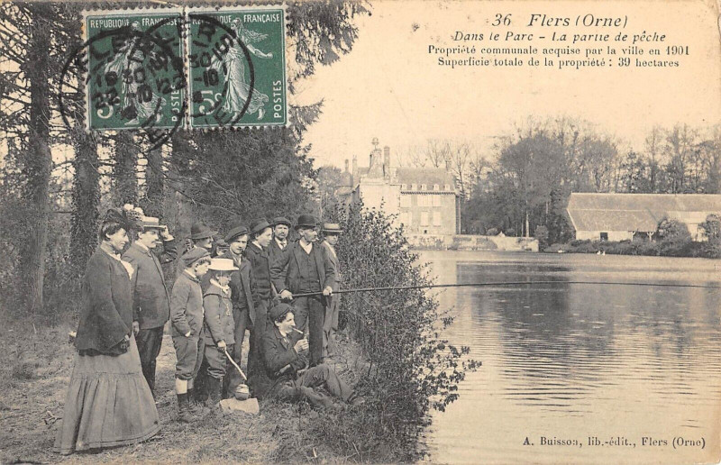 Carte postale ancienne Flers Partie De Peche à Flers