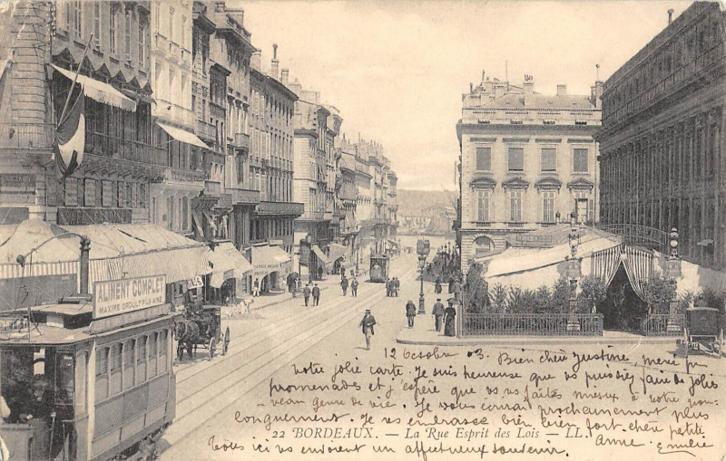 Carte postale ancienne Bordeaux La Rue Esprit Des Lois à Bordeaux