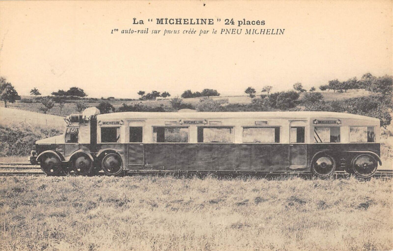 Carte postale ancienne Transport En Commun La Micheline 1er Auto Rail Pneu Michelin