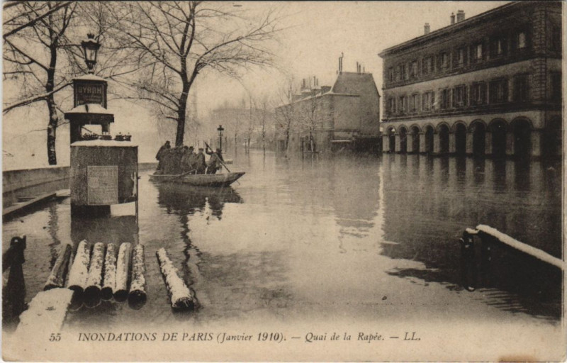 Carte postale ancienne Inondation 1900 Paris Quai de la Rapee France à Paris