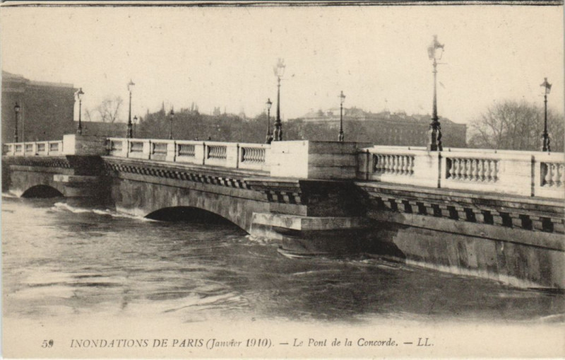 Carte postale ancienne Inondation 1900 Paris pont de la Concorde France à Paris 7e
