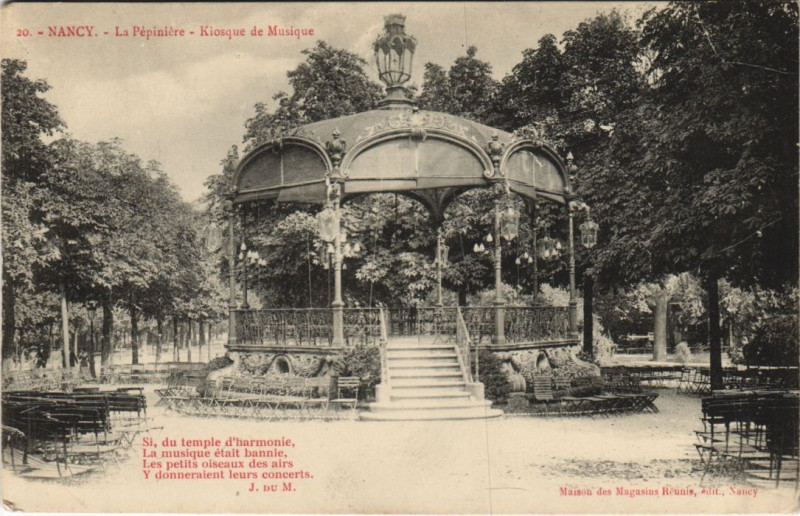 Carte postale ancienne Nancy La Pepiniere kiosque de la Musique à Nancy