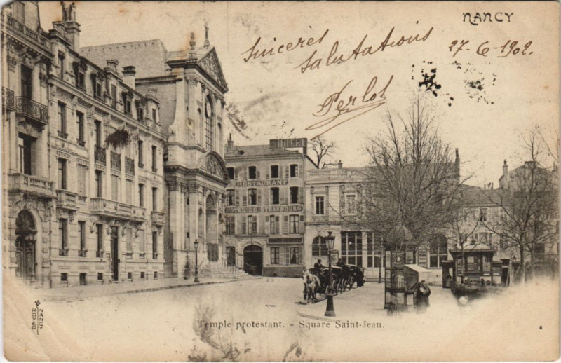 Carte postale ancienne Nancy Temple Protestant Square Saint-jean à Nancy