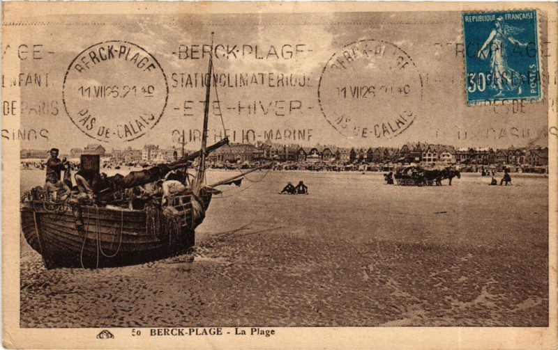 Carte postale ancienne Berck Plage La Plage à Berck