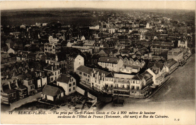 Carte postale ancienne Berck Plage vue prise par Cerfs Volants Gomes à Berck